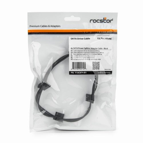 Rocstor Y10C874-B1 SATA cable 15.4" (0.39 m) SATA 15-pin 4 x SATA 15-pin Black