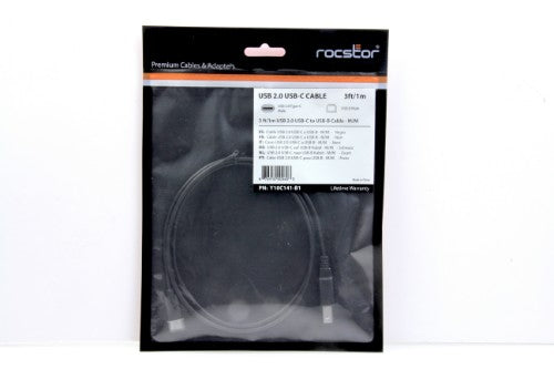Rocstor Y10C141-B1 USB cable USB 2.0 35.8" (0.91 m) USB B USB C Black