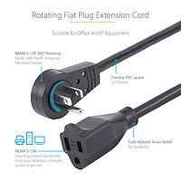 StarTech.com RTPAC1016 power cable Black 70.9" (1.8 m) NEMA 5-15P NEMA 5-15R