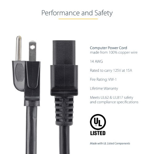 StarTech.com PXT515C19146 power cable Black 70.9" (1.8 m) NEMA 5-15P C19 coupler