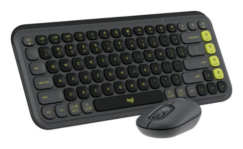 Logitech POP Icon Combo keyboard Mouse included Universal Bluetooth QWERTY English Granite, Green