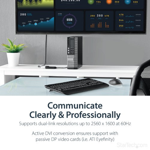 StarTech.com DP2DVID2 video cable adapter 14.6" (0.37 m) DisplayPort DVI-D Black