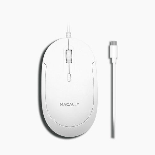 Macally UCDYNAMOUSEW mouse Universal Ambidextrous USB Type-C Optical 2400 DPI