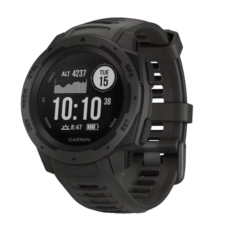 Garmin Instinct, Rugged Outdoor Watch with GPS, Features Glonass and Galileo, Heart Rate Monitoring and 3-Axis Compass, Graphite (010-02064-00)