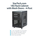 StarTech.com RK1833BKM rack cabinet 18U Freestanding rack Black