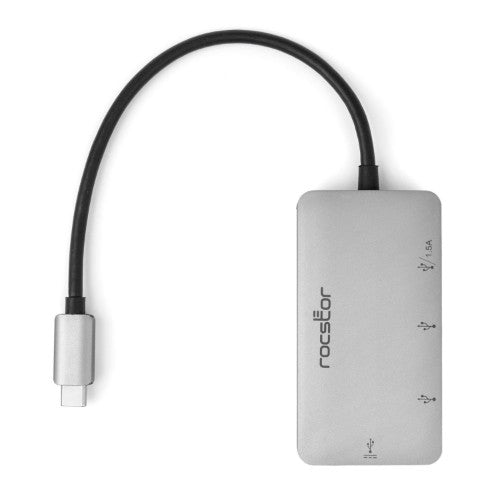 Rocstor Y10A254-A1 interface hub USB 3.2 Gen 1 (3.1 Gen 1) Type-C 5000 Mbit/s Black, Silver