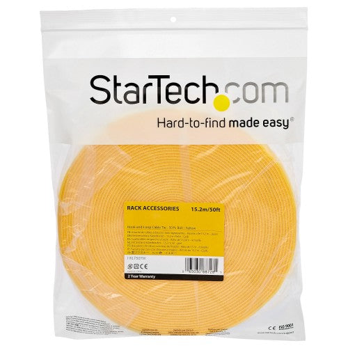 StarTech.com HKLP25YW cable tie Hook & loop cable tie Nylon Yellow 1 pc(s)