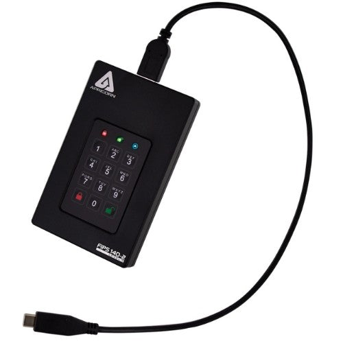 Apricorn Aegis Fortress L3 4 TB USB Type-A to USB Type-C 3.2 Gen 1 (3.1 Gen 1) Black