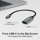 Plugable Technologies USBC-HDMI8K video cable adapter HDMI Type A (Standard) USB Type-C Aluminum, Black
