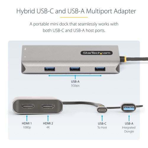 StarTech.com 167B-USBC-MULTIPORT laptop dock/port replicator Wired USB 3.2 Gen 1 (3.1 Gen 1) Type-C Silver