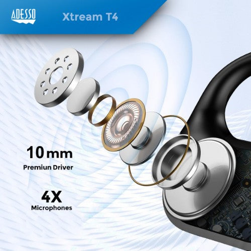 Adesso Xtream T5 Headset Wireless Ear-hook Calls/Music USB Type-C Bluetooth Black