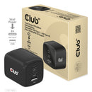 CLUB3D Travel Charger PPS 65Watt GAN technology, Triple port (2x USB Type-C + USB Type-A) Power Delivery(PD) 3.0 Support