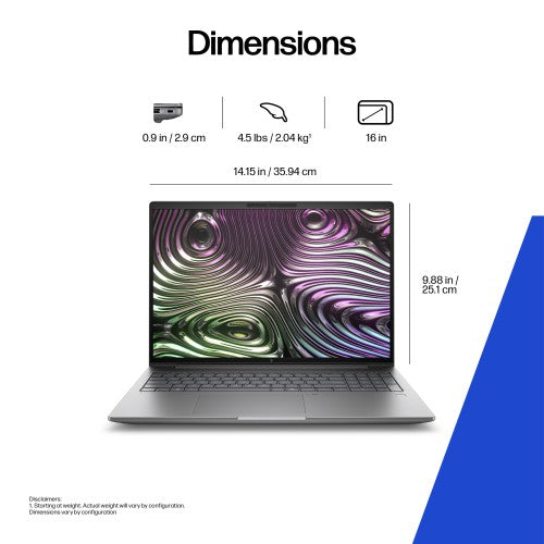 HP Zbook X G1i 16 inch Mobile Workstation PC Wolf Pro Security Edition Intel Core Ultra 7 265HX 16" WUXGA 64 GB DDR5-SDRAM 1 TB SSD NVIDIA RTX PRO 1000 Blackwell Wi-Fi 7 (802.11be) Windows 11 Pro Silver