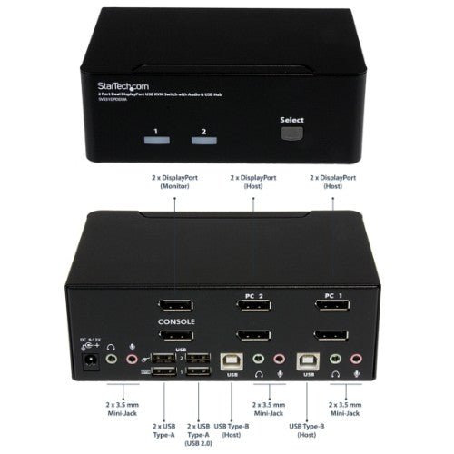 StarTech.com SV231DPDDUA KVM switch Black