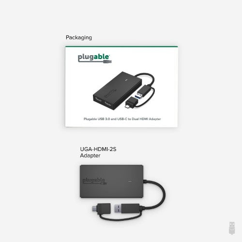 Plugable Technologies UGA-HDMI-2S USB graphics adapter 1920 x 1080 pixels Black