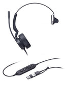 Yealink UH44 Mono Teams USB-C/A Headset Wired Head-band Office/Call center USB Type-C / USB Type-A Black