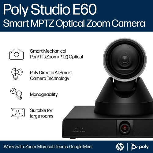 Poly Studio E60 Smart Camera 4K MPTZ with 12x Optical Zoom