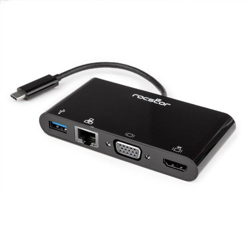 Rocstor Y10A248-B1 laptop dock/port replicator USB 3.2 Gen 1 (3.1 Gen 1) Type-C Black