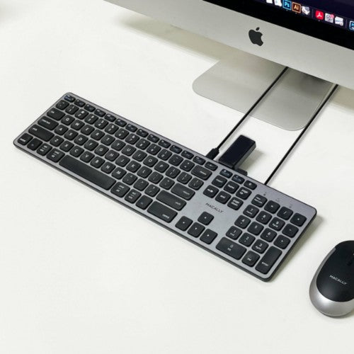Macally UCZKEYHUBACSG keyboard Home/Office USB QWERTY English Black, Gray