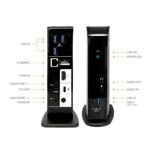 Plugable Technologies UD-ULTC4K laptop dock/port replicator Docking USB 3.2 Gen 1 (3.1 Gen 1) Type-C Black