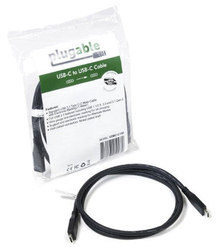 Plugable Technologies USBC-C100 USB cable USB 3.2 Gen 2 (3.1 Gen 2) 39.4" (1 m) Black