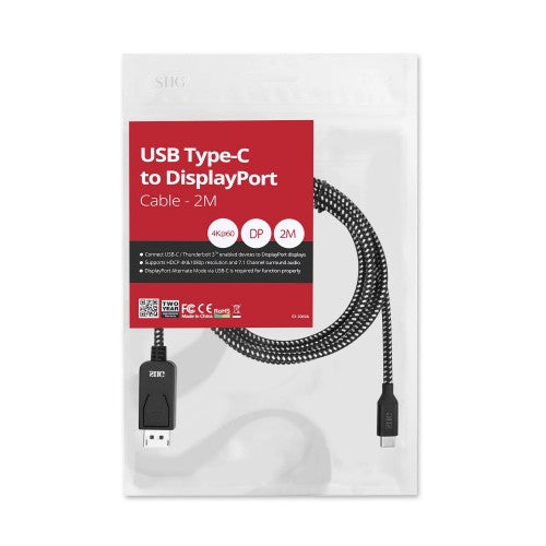 Siig USB TYPE-C TO DISPLAYPORT 2M CABLE 78.7" (2 m) Black