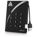 Apricorn Aegis Padlock USB 3.0 500GB external hard drive 5400 RPM USB Type-A 3.2 Gen 1 (3.1 Gen 1) Black