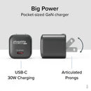 Plugable Technologies PS-30C1B mobile device charger Universal Black AC Fast charging Indoor