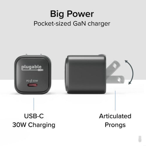 Plugable Technologies PS-30C1B mobile device charger Universal Black AC Fast charging Indoor