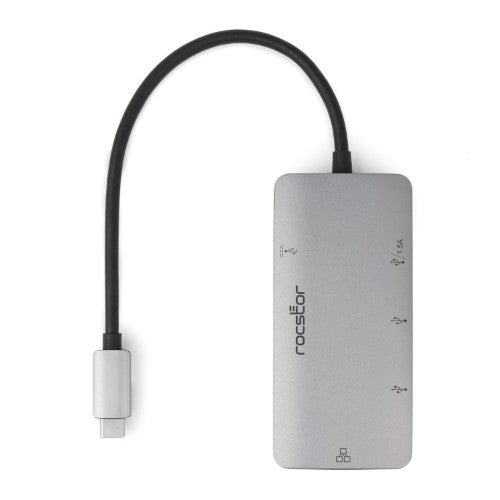 Rocstor Y10A255-A1 notebook dock/port replicator USB 3.2 Gen 1 (3.1 Gen 1) Type-C Black, Silver