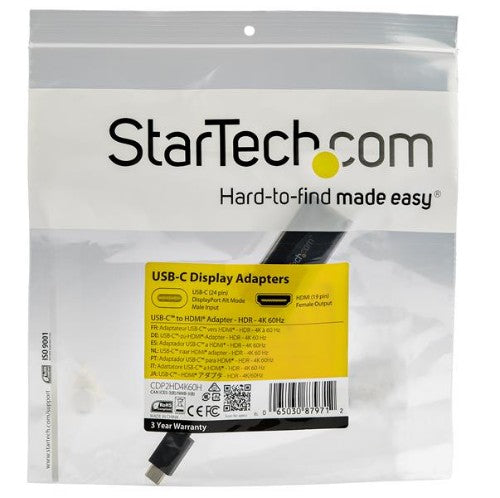 StarTech.com CDP2HD4K60H USB graphics adapter 3840 x 2160 pixels Black