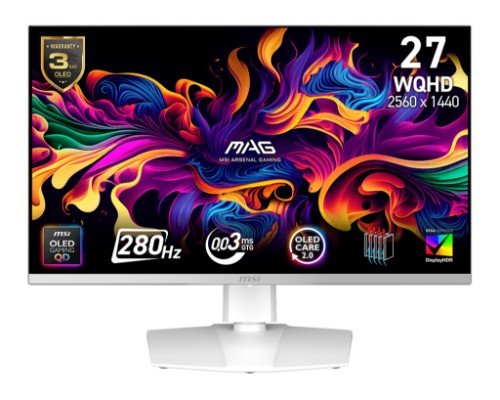 MSI MAG 272QPW QD-OLED X28 computer monitor 26.5" 2560 x 1440 pixels Wide Quad HD White