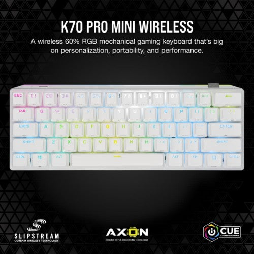 Corsair K70 PRO MINI keyboard Gaming USB + Bluetooth White