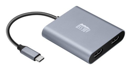Adesso AUH-5020 video cable adapter 5.91" (0.15 m) USB Type-C 2 x HDMI Aluminum