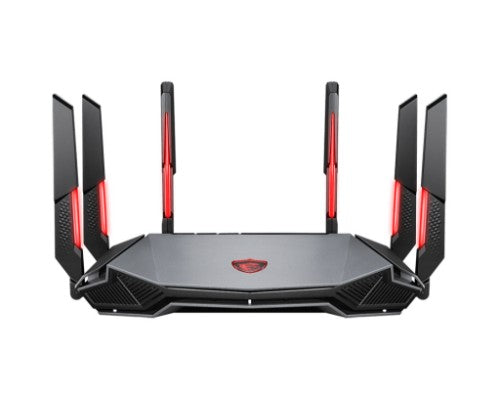 MSI RADIX AXE6600 WIFI 6E TRI-BAND wireless router Gigabit Ethernet Dual-band (2.4 GHz / 5 GHz) Black, Red