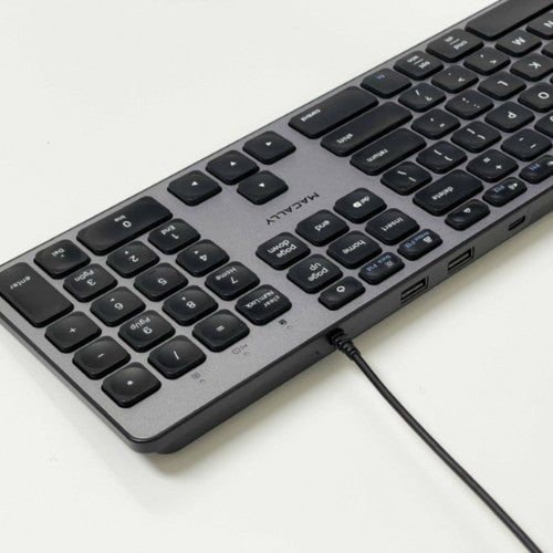 Macally UCZKEYHUBACSG keyboard Home/Office USB QWERTY English Black, Gray