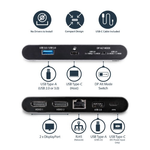 StarTech.com DK30C2DAGPD laptop dock/port replicator Wired USB 3.2 Gen 1 (3.1 Gen 1) Type-C Black