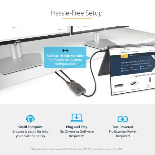 StarTech.com MST14CD122HD USB graphics adapter 3840 x 2160 pixels Black, Gray