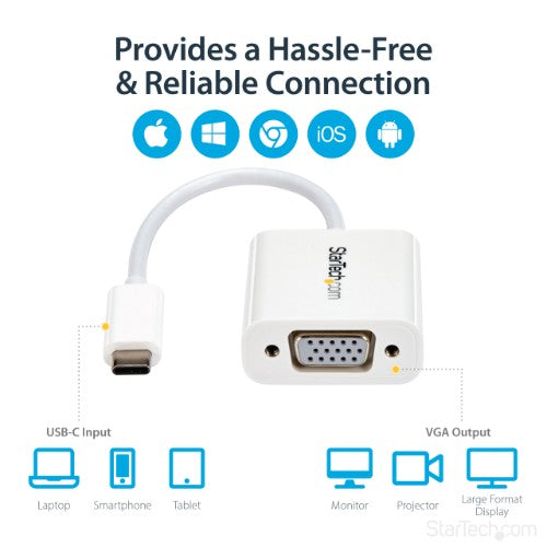 StarTech.com CDP2VGAW USB graphics adapter 1920 x 1200 pixels White