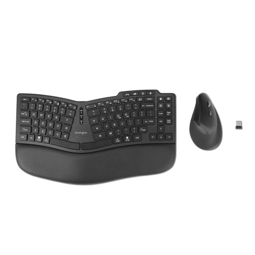 Kensington Pro Fit Ergo KM675 EQ keyboard Mouse included Office RF Wireless + Bluetooth QWERTY US English Black