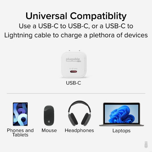 Plugable Technologies PS-30C1W mobile device charger Universal White AC Fast charging Indoor