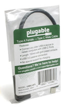 Plugable Technologies USBC-AF3 USB cable USB 3.2 Gen 1 (3.1 Gen 1) 7.87" (0.2 m) USB A Black