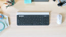 Logitech 920-008025 keyboard RF Wireless + Bluetooth English Gray, White, Dark Gray