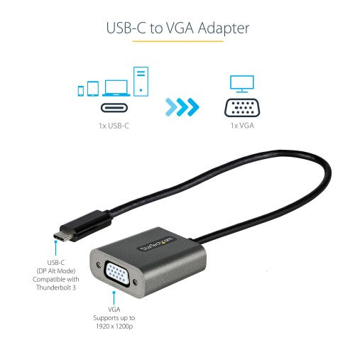 StarTech.com CDP2VGAEC USB graphics adapter 1920 x 1200 pixels White