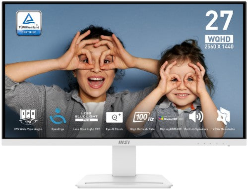 MSI Pro MP273QW E2 computer monitor 27" 2560 x 1440 pixels Wide Quad HD White