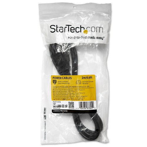 StarTech.com PXTF1016 power cable Black 70.9" (1.8 m) NEMA 5-15P C13 coupler