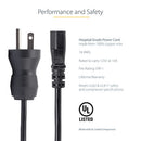 StarTech.com PXTMG10110 power cable Black 118.1" (3 m) NEMA 5-15P C13 coupler