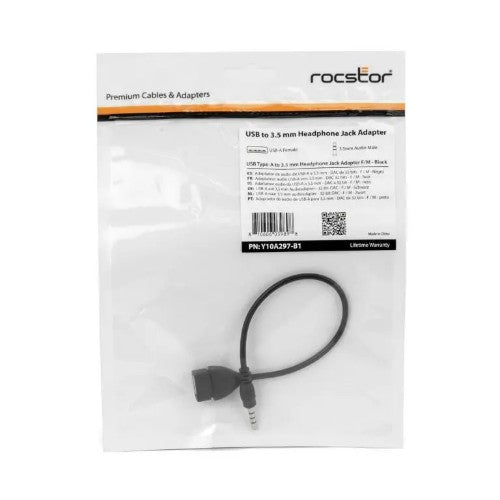 Rocstor Y10A297-B1 cable gender changer 3.5mm USB-A Black