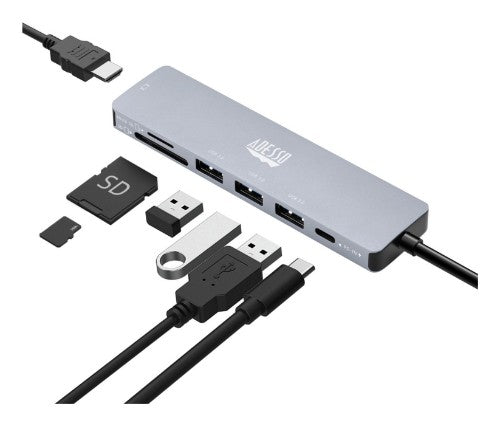 Adesso AUH-4025 laptop dock/port replicator Wired USB 3.2 Gen 2 (3.1 Gen 2) Type-C Aluminum