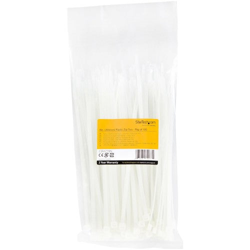 StarTech.com CBMZT8N cable tie Releasable cable tie Nylon, Plastic White 100 pc(s)